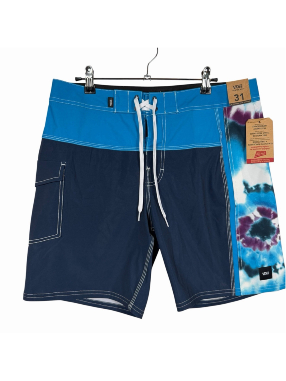 Vans Off The Wall 4-Way Stretch Board Shorts Blue Tye Dye Men’s Size 31